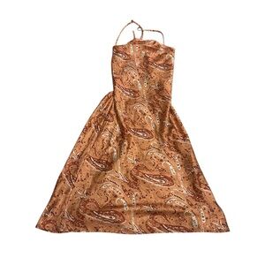 SHEIN Paisley Orange Open Back Size XS Sleeveless Mini Dress